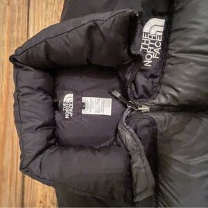 NORTH FACE 700 DOWN JACKET GREY AND BLACK MENS LARGE W HOOD THICK EXCELLENT CON